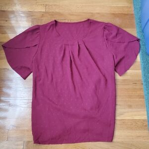 SHEIN Plus Size Burgundy Short Sleeve Blouse